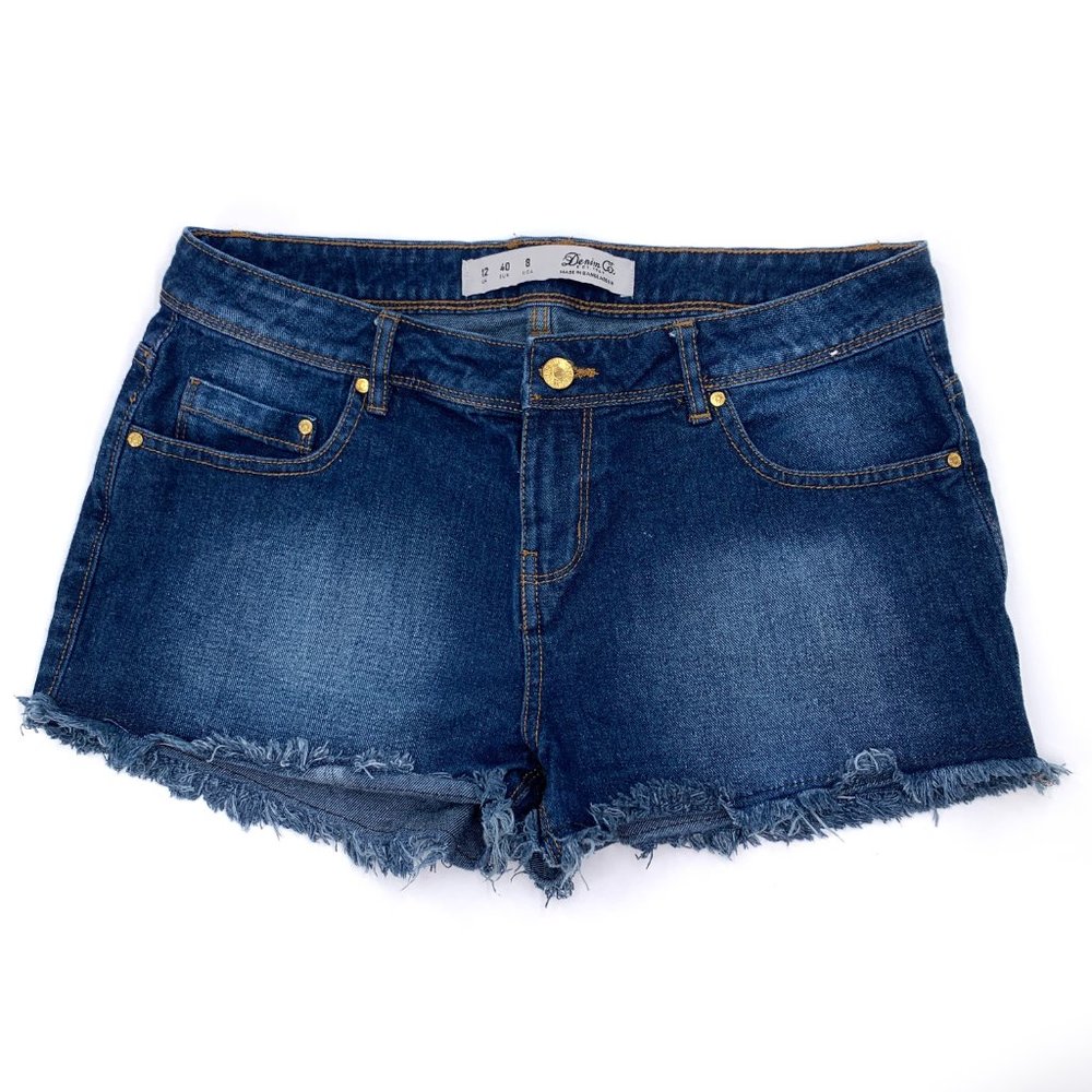 Women's Denim Co Blue‎ Short Shorts Fringe Sz 8 Jeans 100% Cotton
